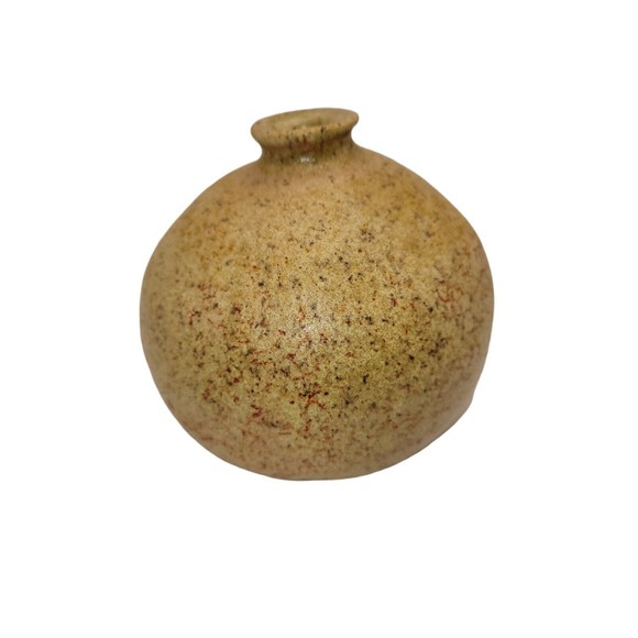 Vintage Round Ceramic Stoneware Bud Vase Weed Pot Studio Pottery Signed Small - Picture 3 of 9
